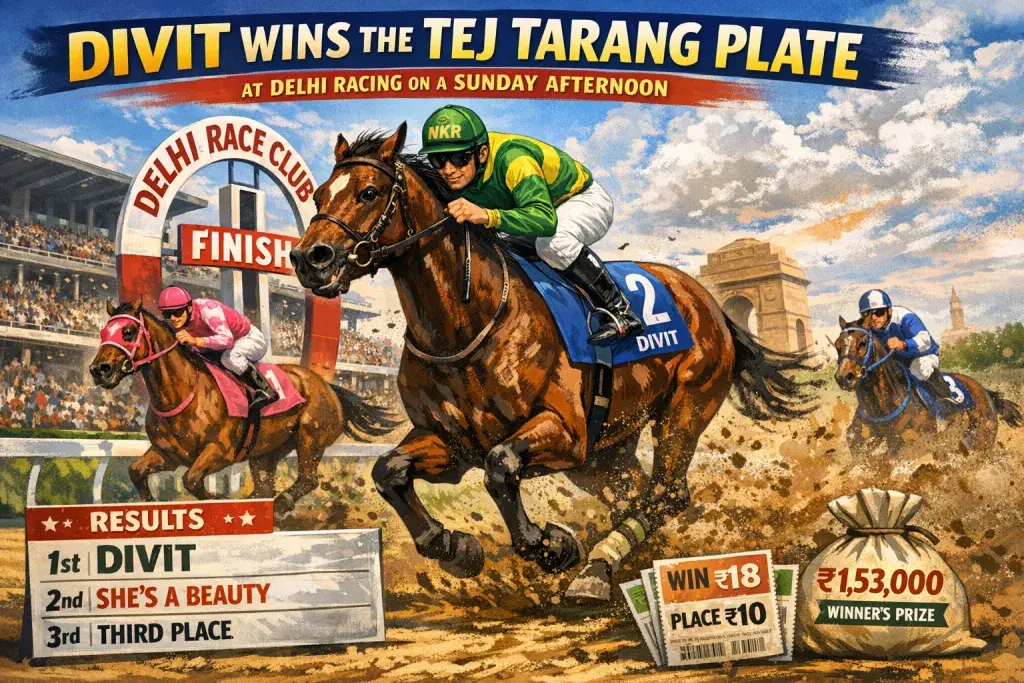 Divit Wins the Tej Tarang Plate at Delhi Racing on a Sunday Afternoon